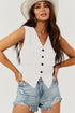 Solid Color Button Up V Neck Suit Vest